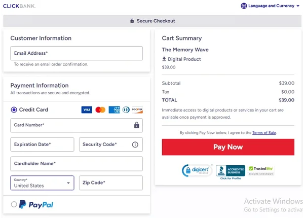 The-Memory-Wave-checkout-page
